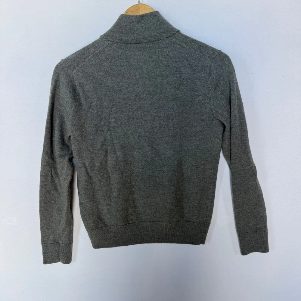 Banana Republic 1/4 Zip Pullover Sweater Men's Small Grey‎ 100% Fine Merino Wool
